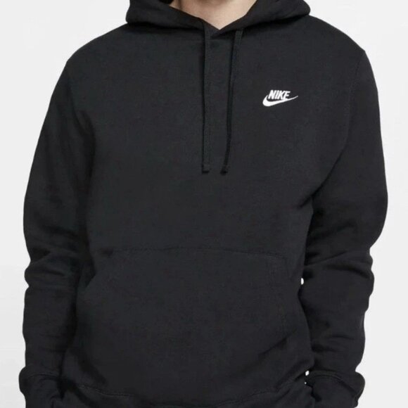 Nike NSW Club Fleece Pullover Hoodie BV2654-010 Black/White Men’s Sizes - Picture 1 of 5